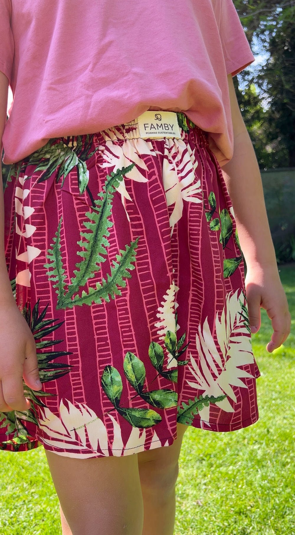 Conjunto mamá e hija short hojas tropicales - fambypj