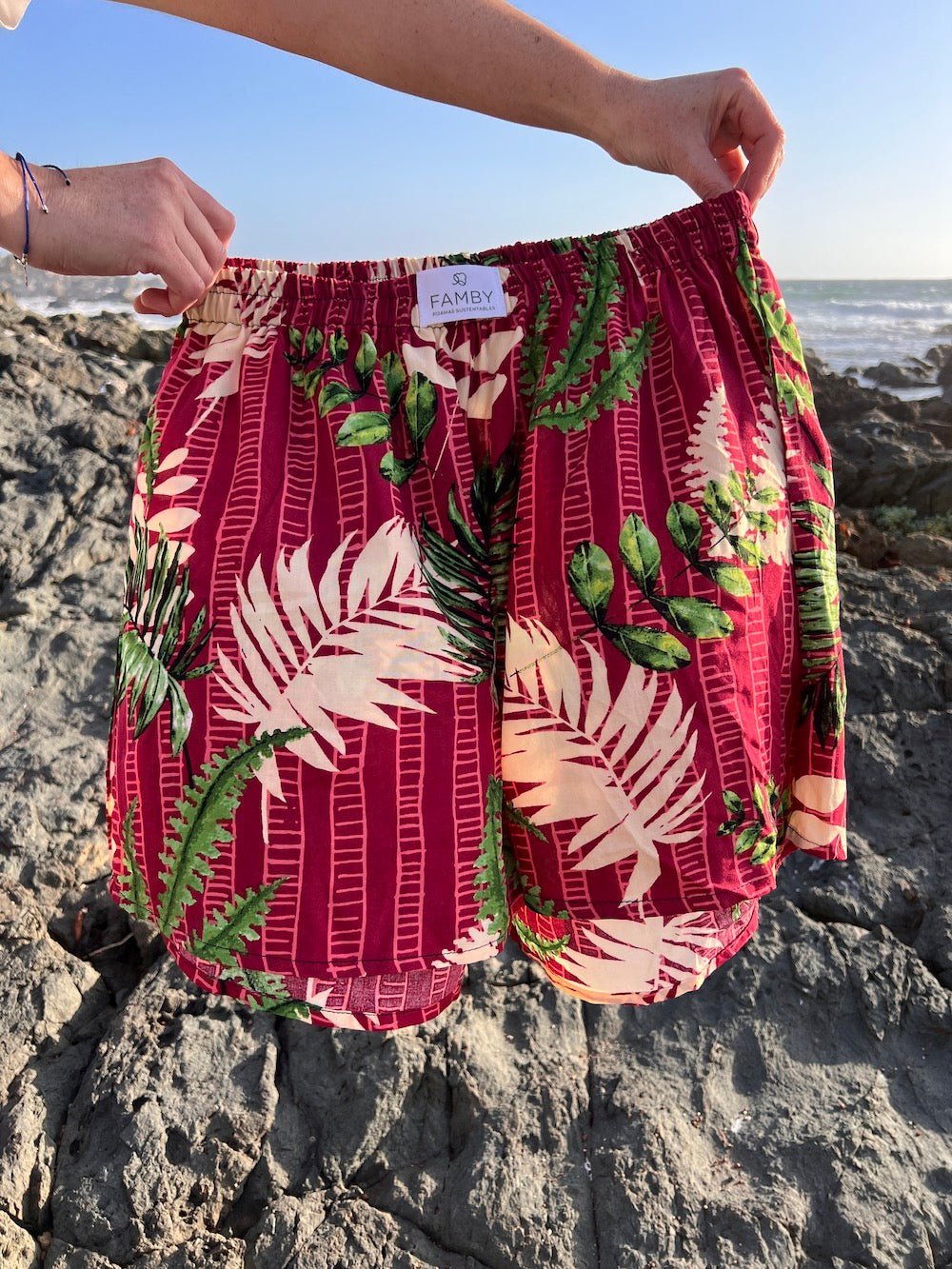 Conjunto mamá e hija short hojas tropicales - fambypj