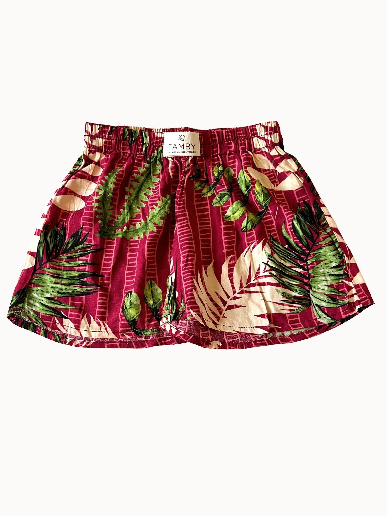 Conjunto mamá e hija short hojas tropicales - fambypj