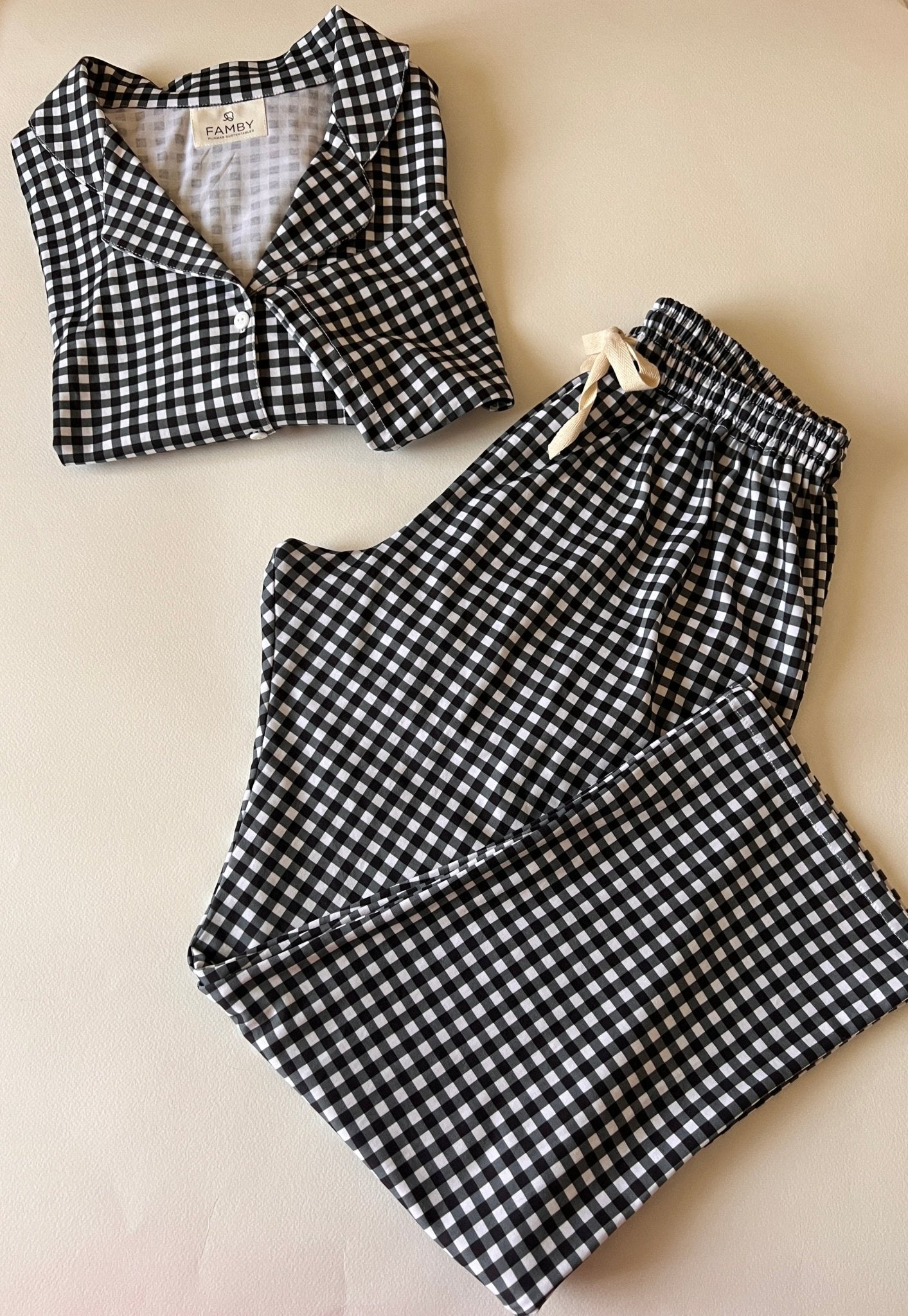 Preventa Pijama Mujer Pima Vichy Negro - fambypj