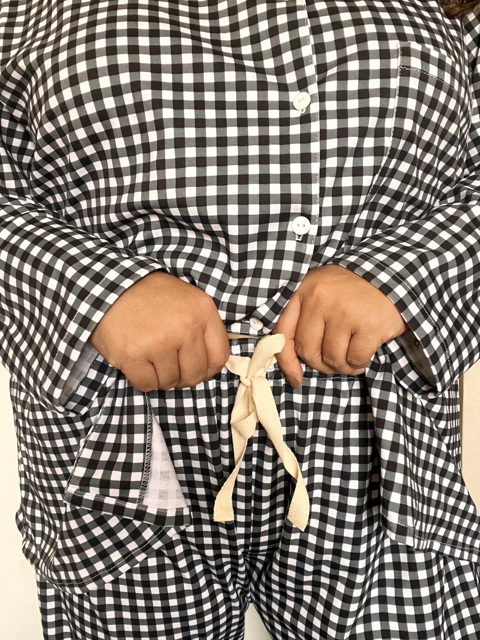 Preventa Pijama Mujer Pima Vichy Negro - fambypj