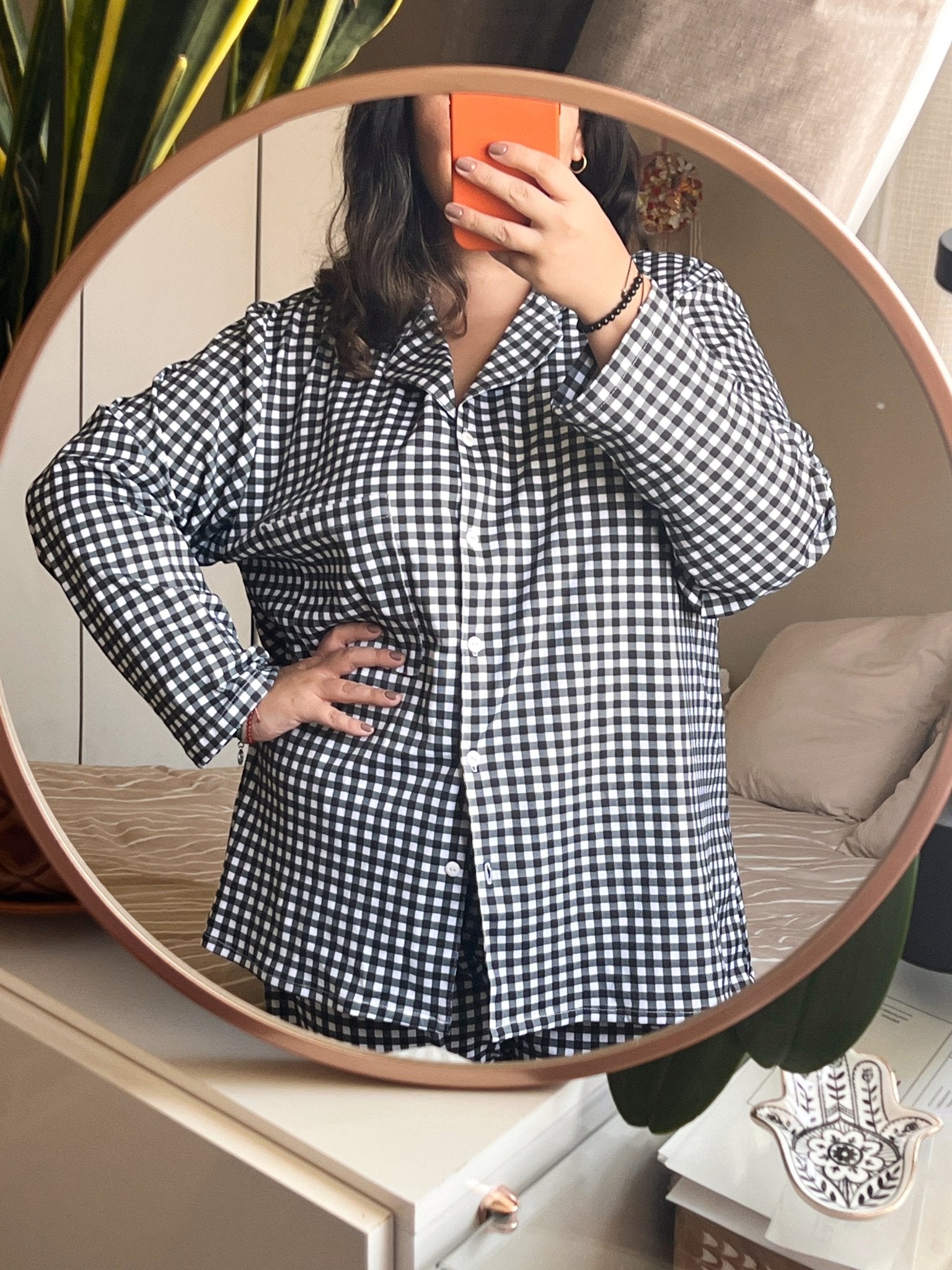 Preventa Pijama Mujer Pima Vichy Negro - fambypj