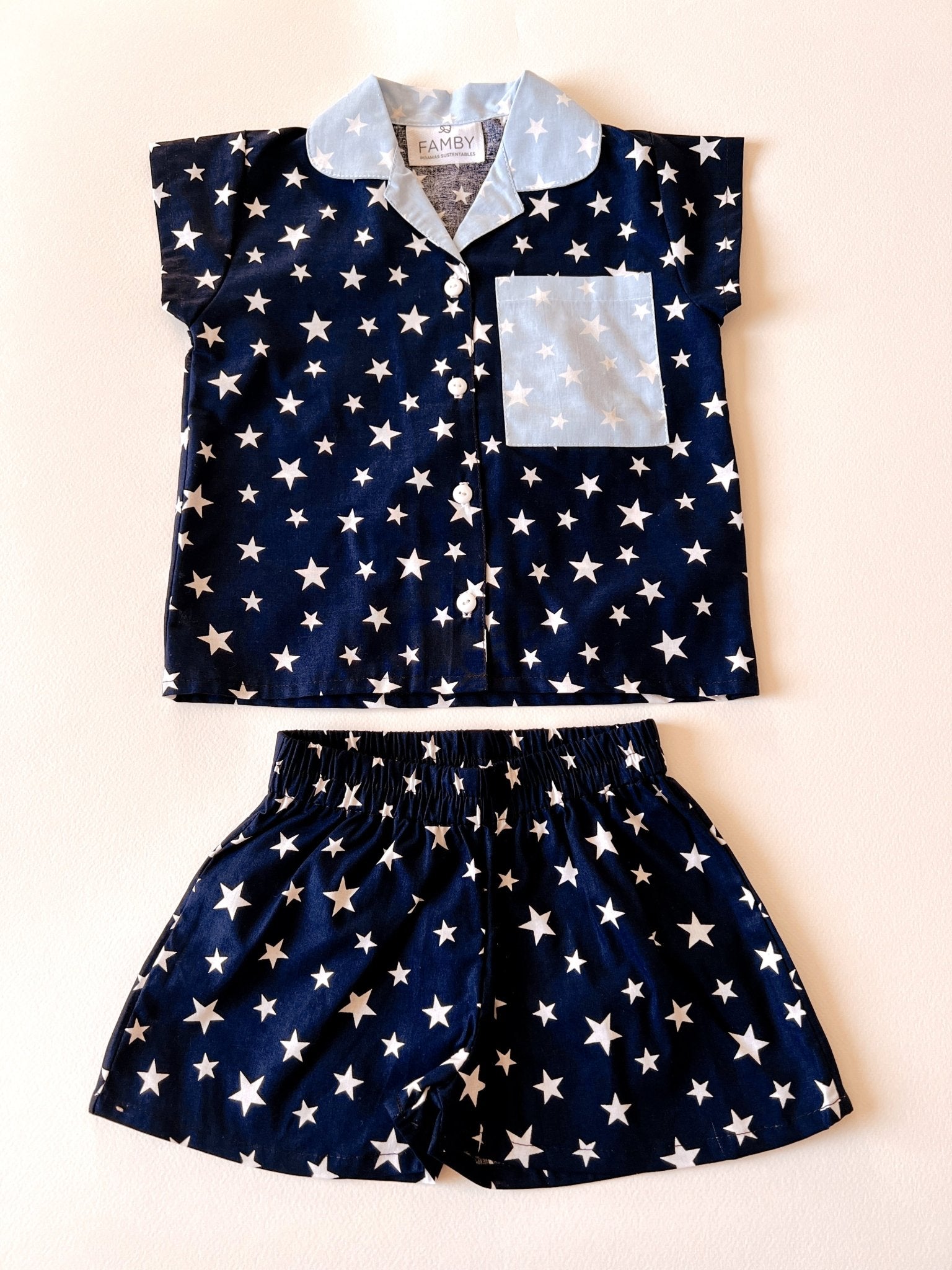 Pijama Infantil Estrellas Azules y Celestes - fambypj