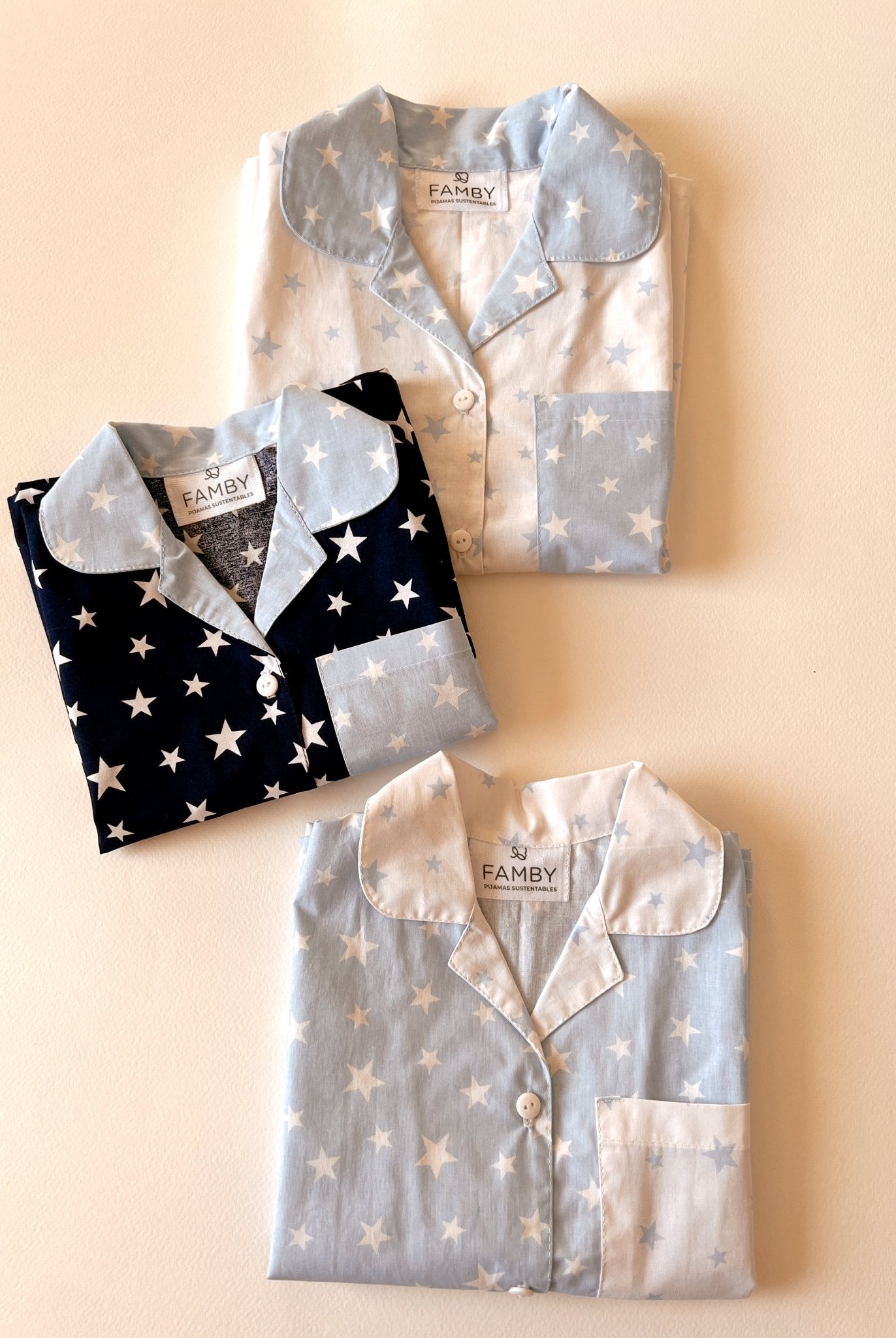 Pijama Infantil Estrellas Azules y Celestes - fambypj