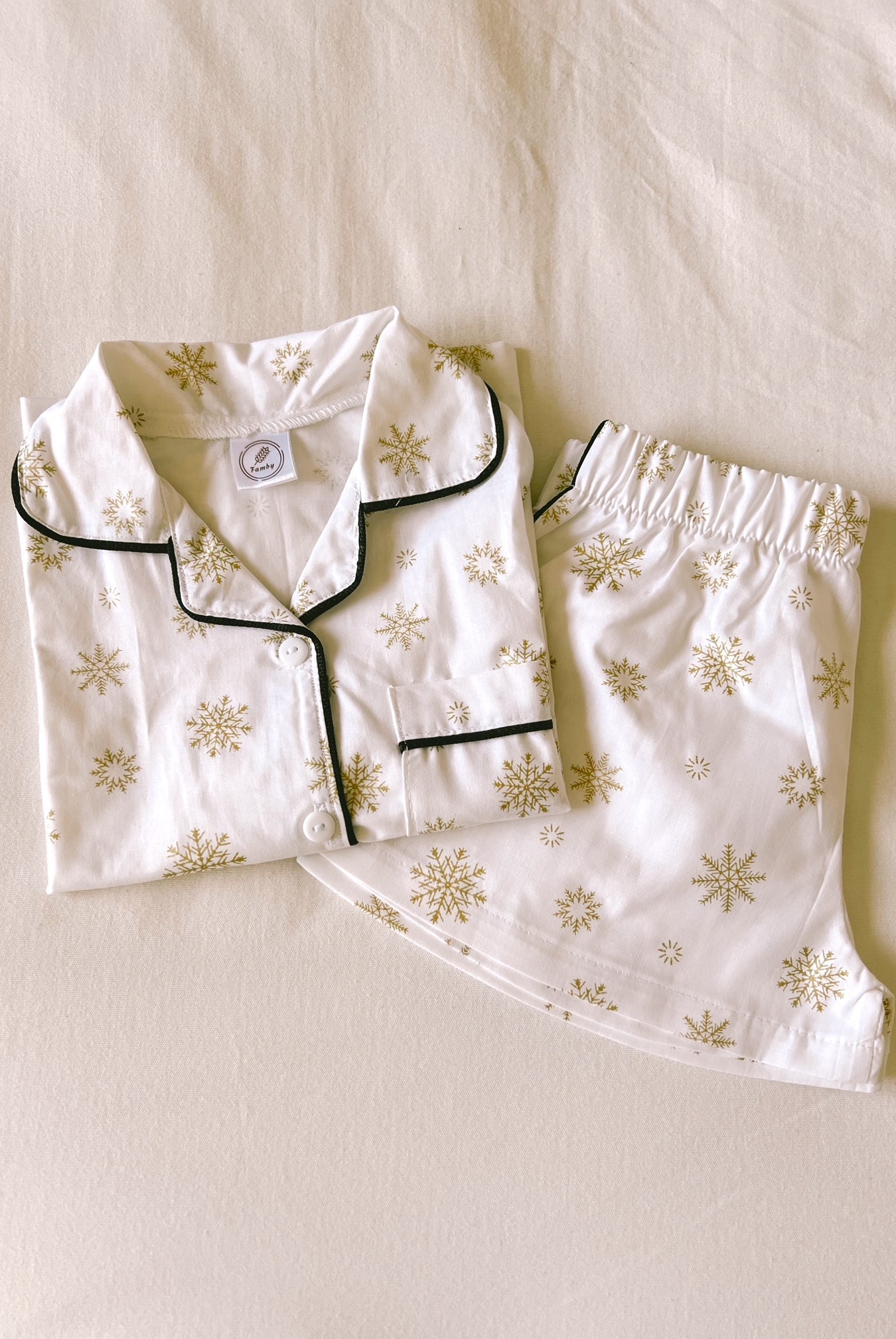 Pijama navidad infantil Copos de Nieve dorados - fambypj