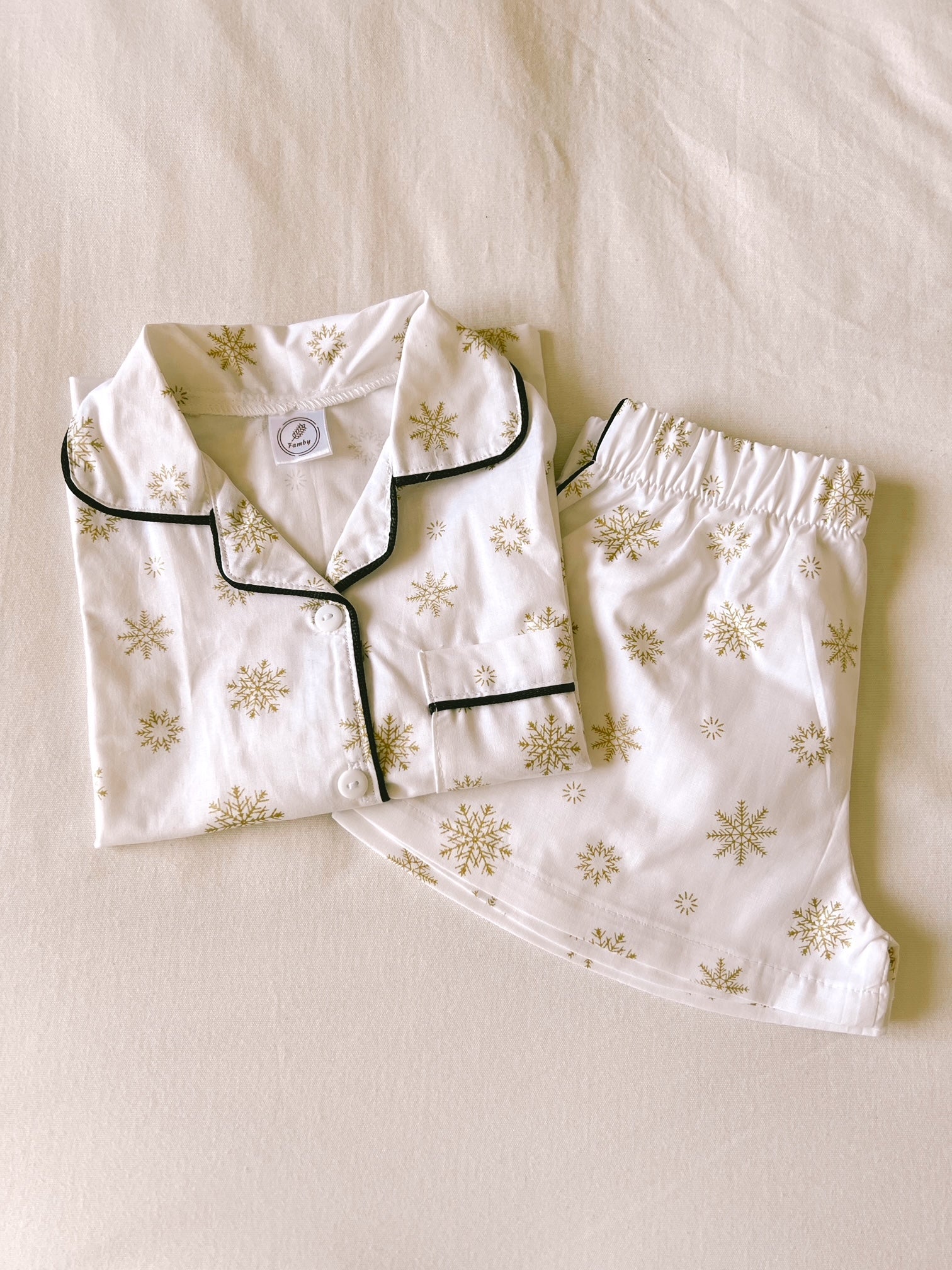 Pijama navidad infantil Copos de Nieve dorados - fambypj