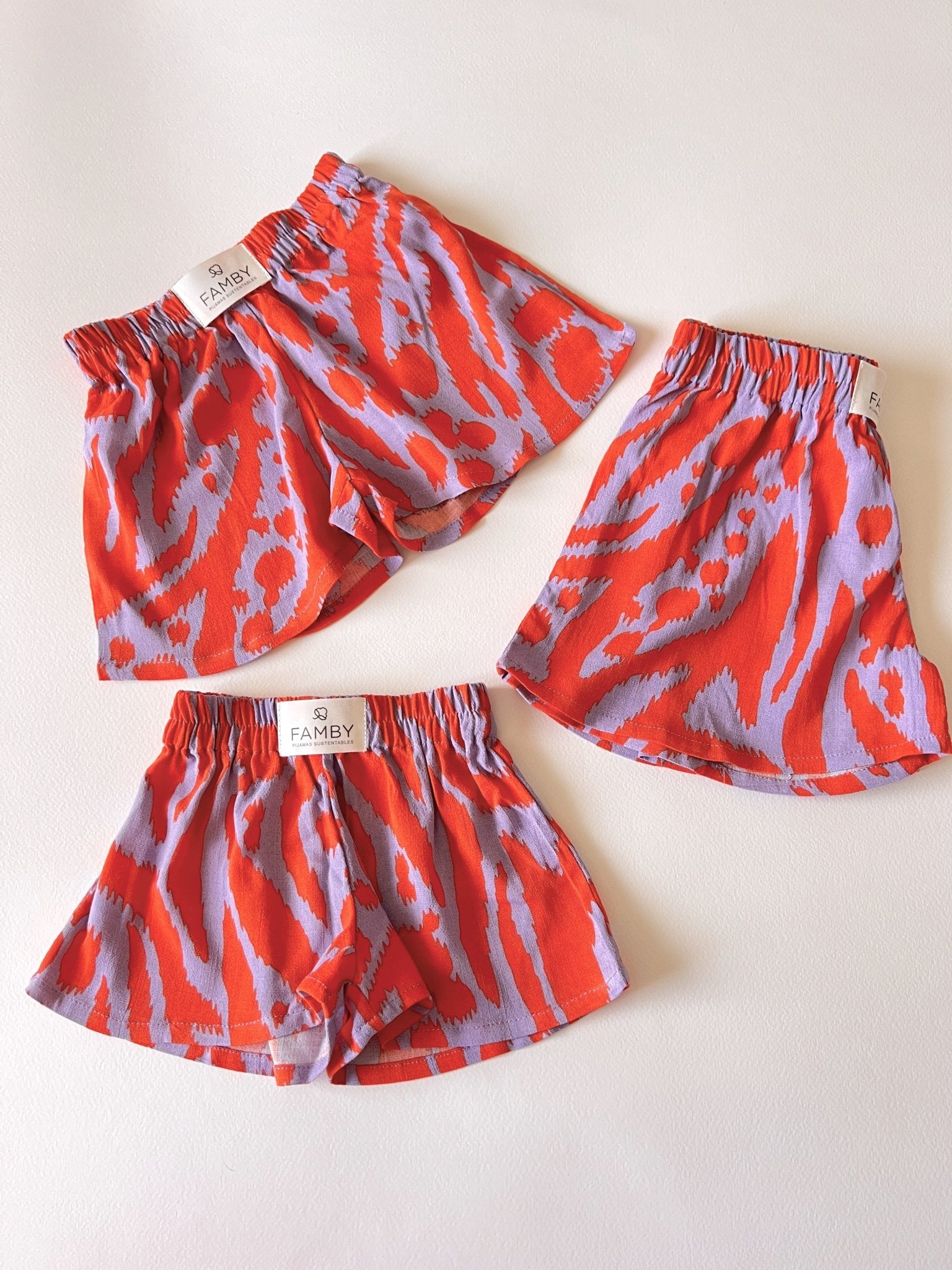 Short Infantil Animal print Naranjo - fambypj